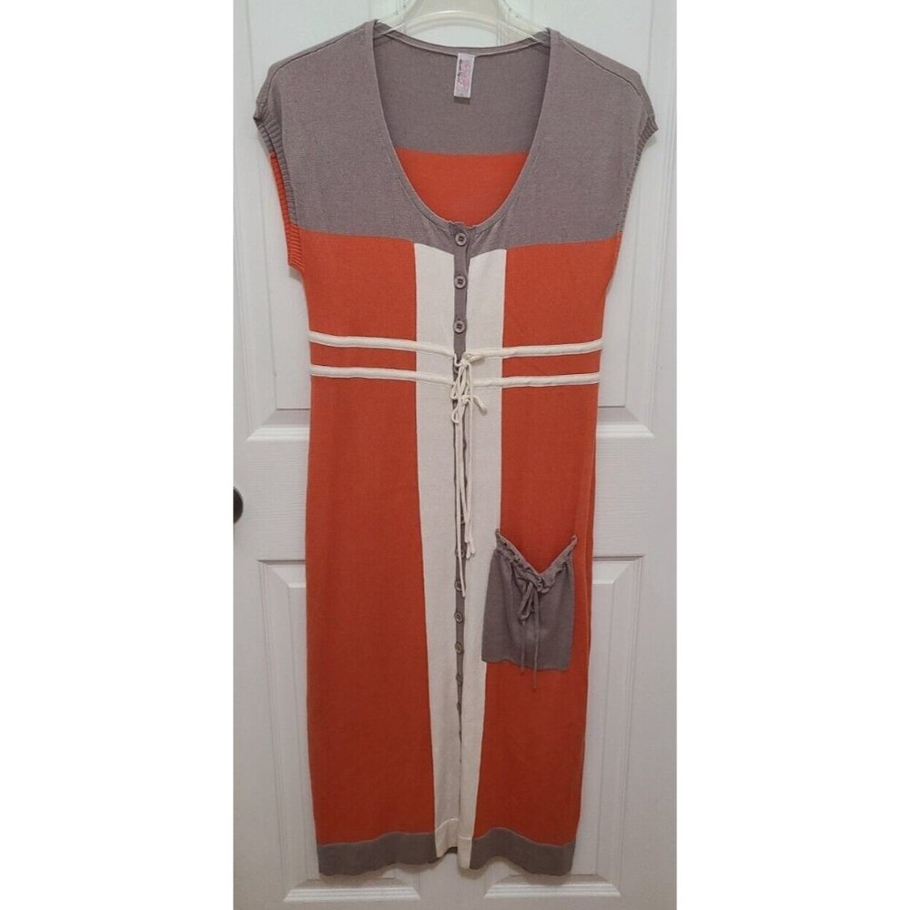 Oonagh Nanette Lepore Womens Button Front Knit Dress Silk Blend Colorblock Sz XS